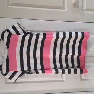 Crown & Ivy 14P Black and Pink Striped Lined Dress.